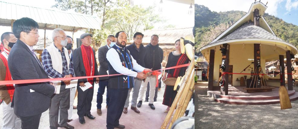 Deputy Chief Minister Y Patton inaugurating the refurbished Lotha Chumpo (Morung) at Kisama on November 29. (DIPR Photo)